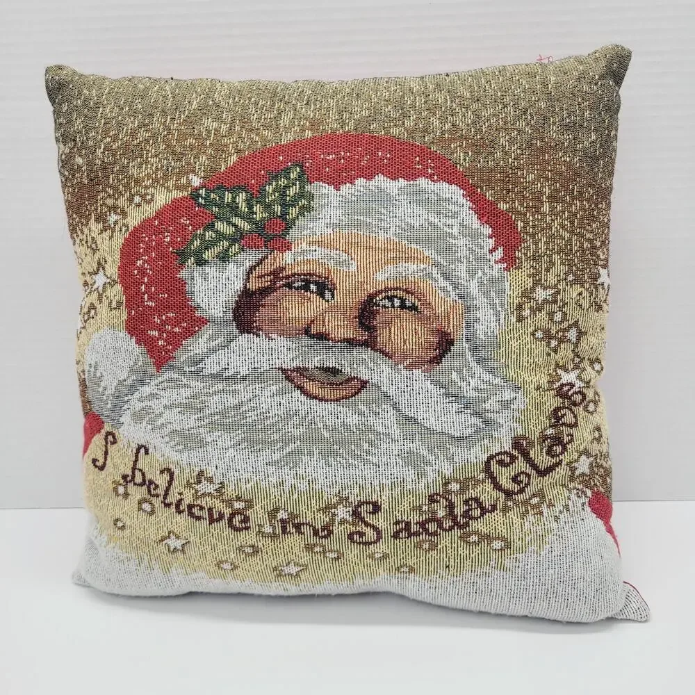 Vintage Santa Face Tapestry Throw Pillow Home Decor 12
